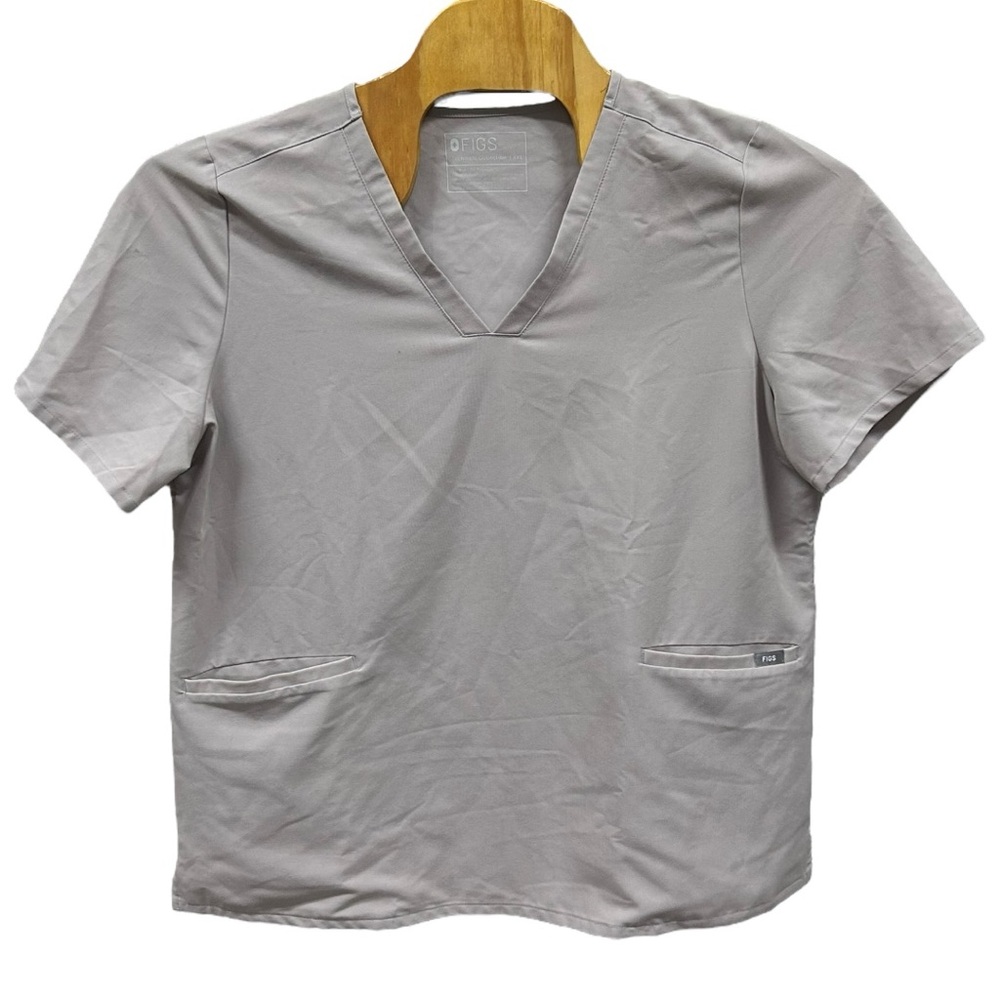 Figs Technical Collection Gray V-Neck Scrub‎ Top  Sz XXL